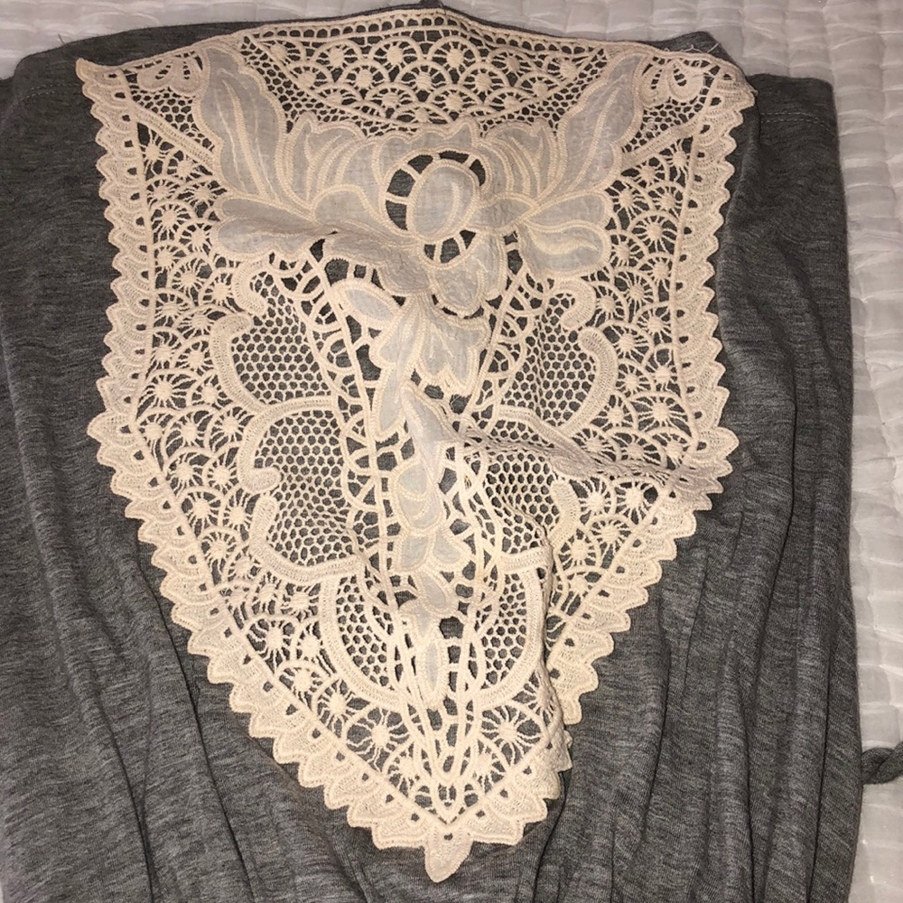 Wet Seal Grey Heather Bandeau Top w/Lace , jr med - Picture 8 of 8